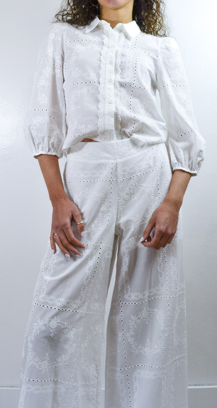 Camicia Tensione In Bon Ton Sangallo Bianco