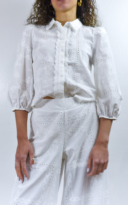 Pantalone Tensione In Bon Ton Sangallo Bianco