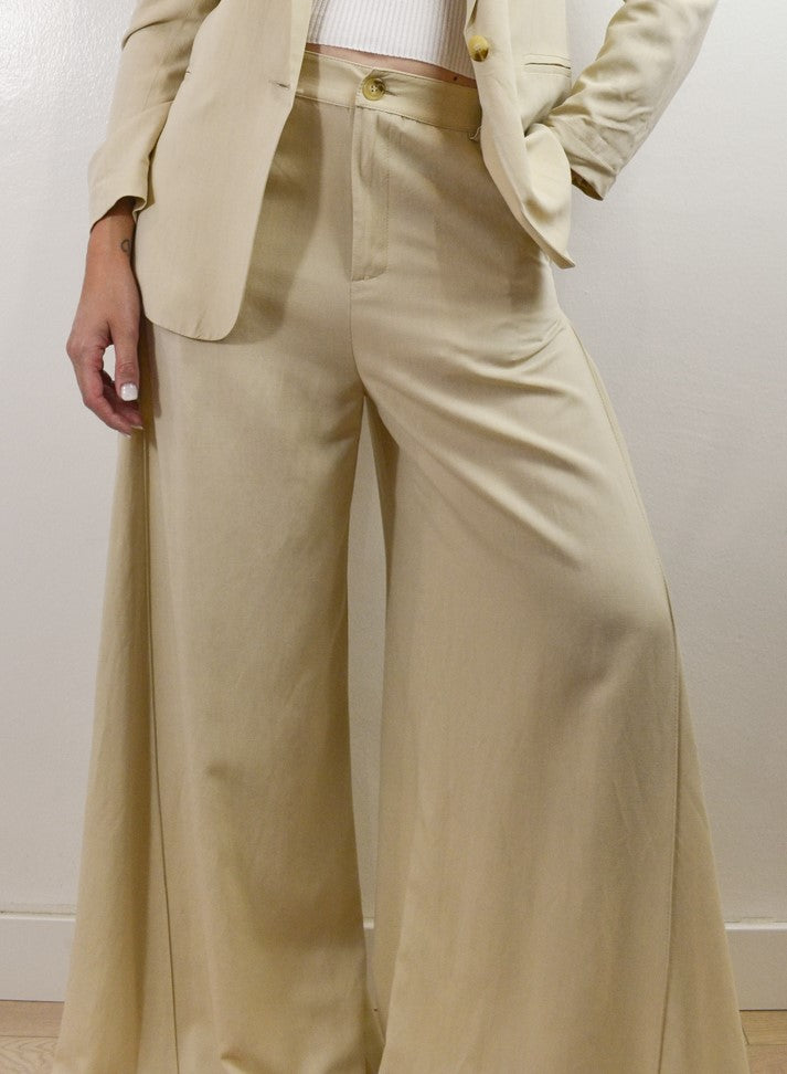 Pantalone Vicolo a Palazzo con Cannone Laterale Beige