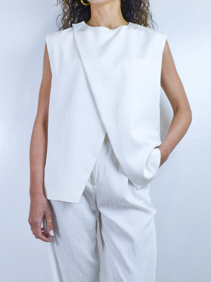 Gilet Dixie Drappeggiato Asimmetrico Bianco