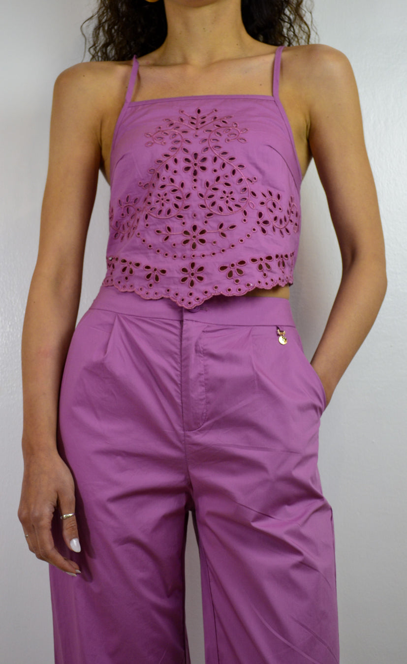 Top Goa Goa Magenta Ricamo Traforato Sangallo