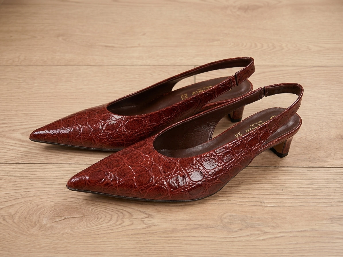 Slingback Divine Follie Vera Pelle Stampa Cocco
