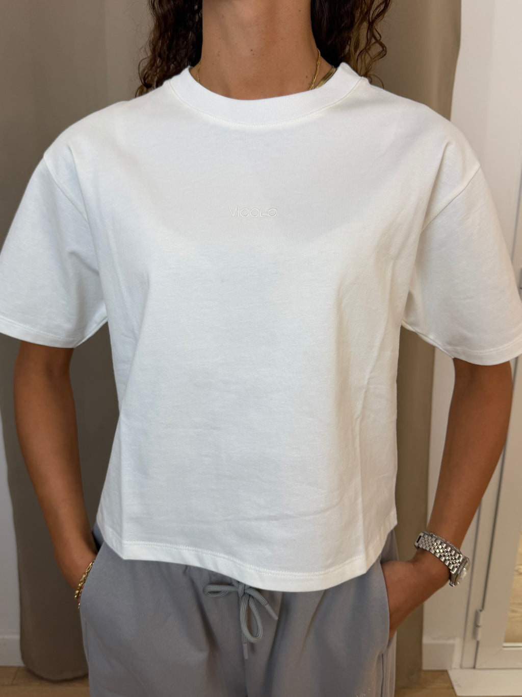 T-Shirt Vicolo Logo Boxy Bianco