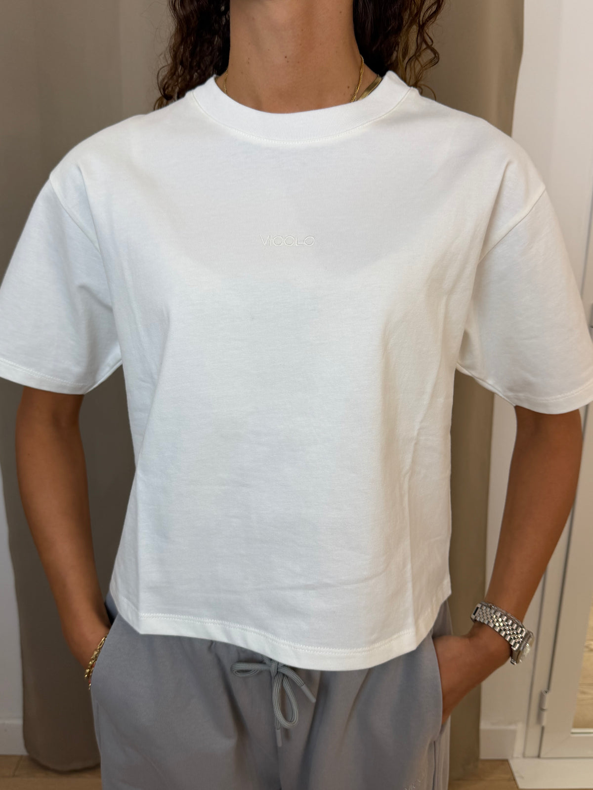 T-Shirt Vicolo Logo Boxy Bianco