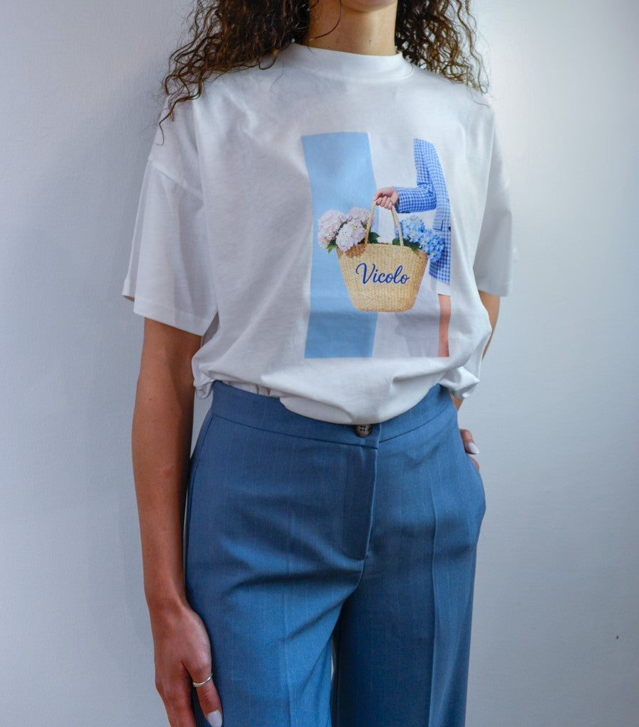 T-Shirt Vicolo Oversize Stampa Fotografica Fiori