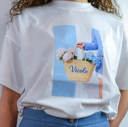 T-Shirt Vicolo Oversize Stampa Fotografica Fiori