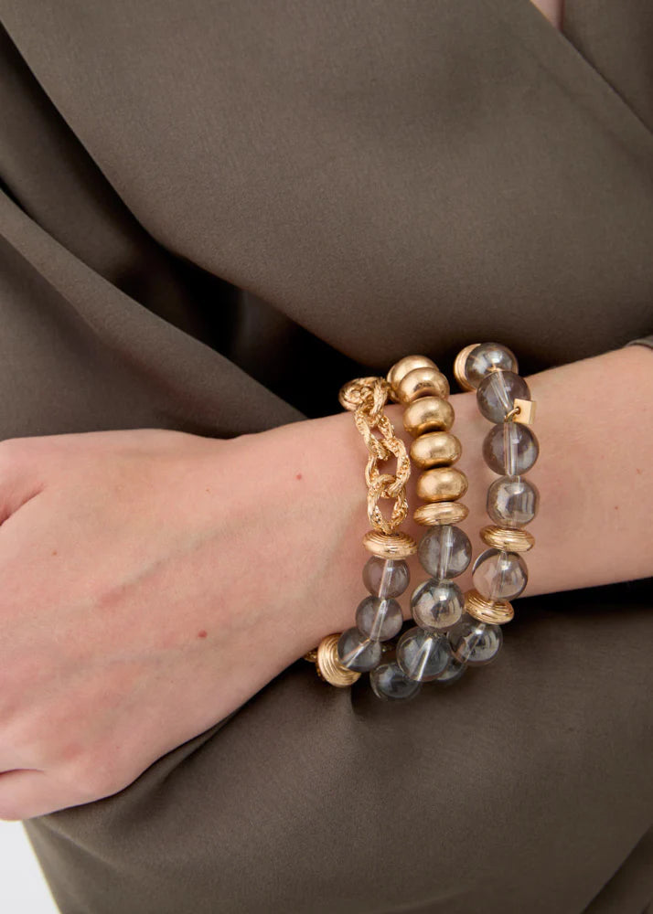 Bracciale Nalì Elastico Multifilo con Sfere Oro