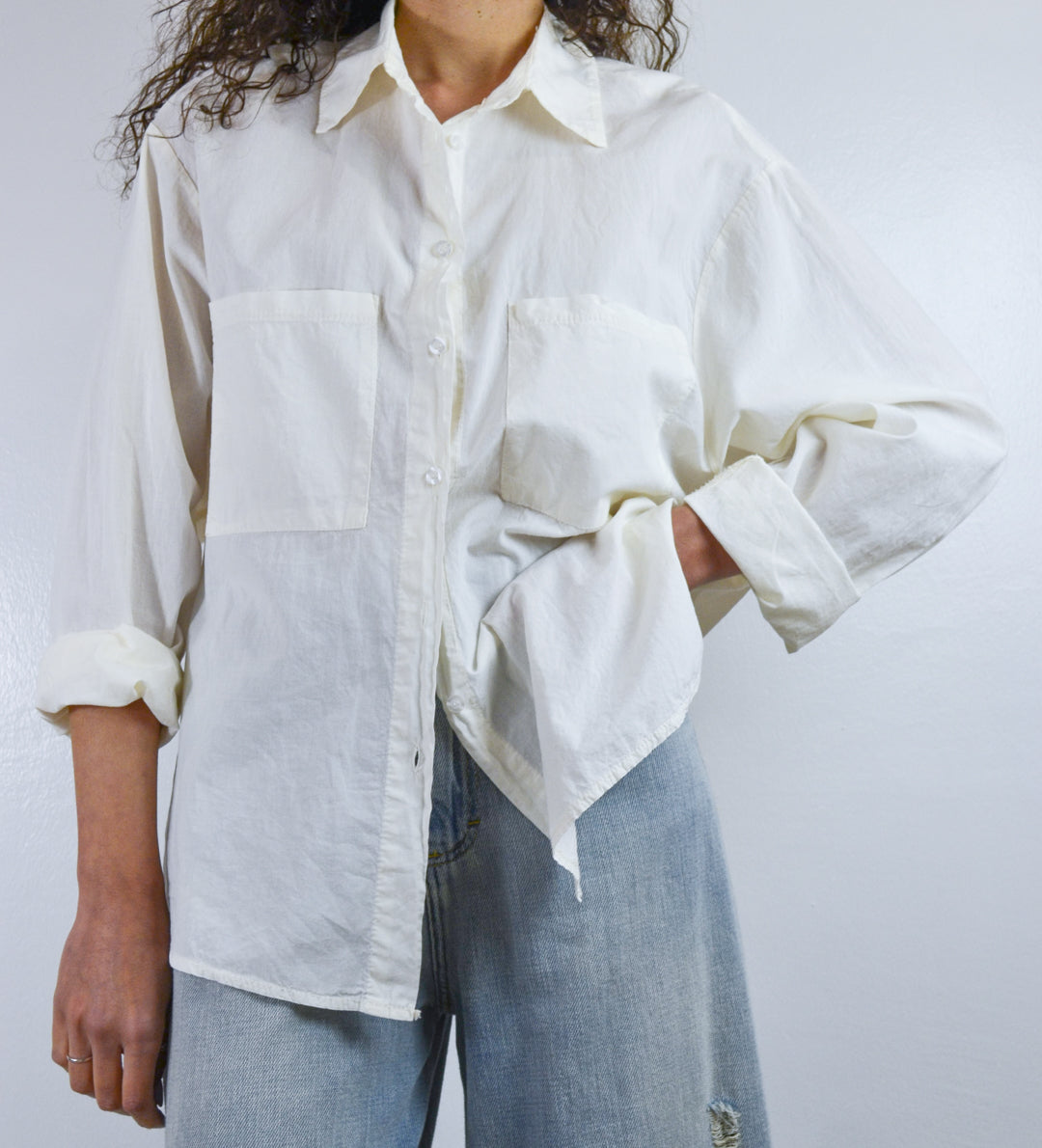 Camicia Have One mussola bianca doppia tasca, vista frontale, 
Margé Pomezia