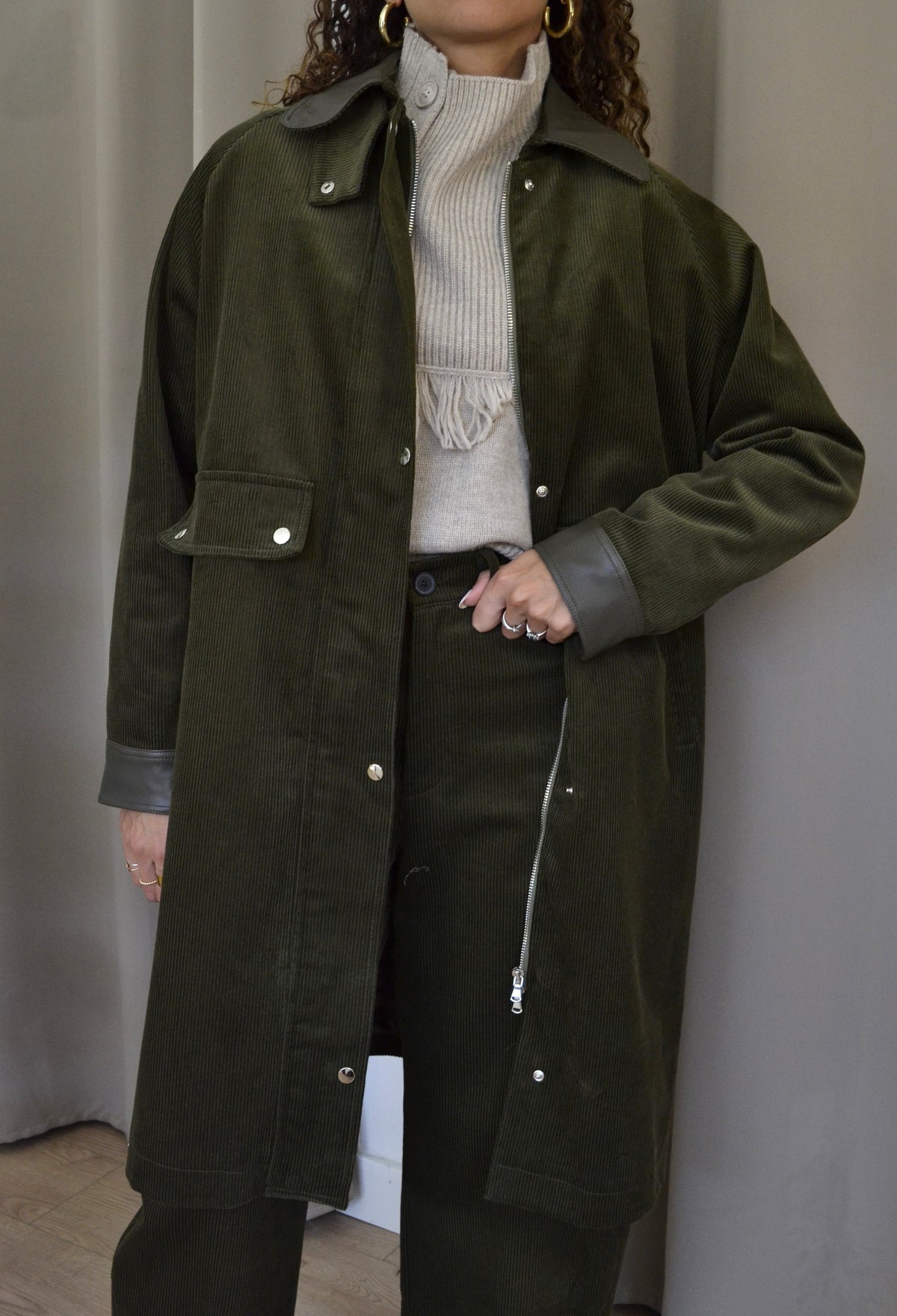 Cappotto Have One Velluto a Coste Verde