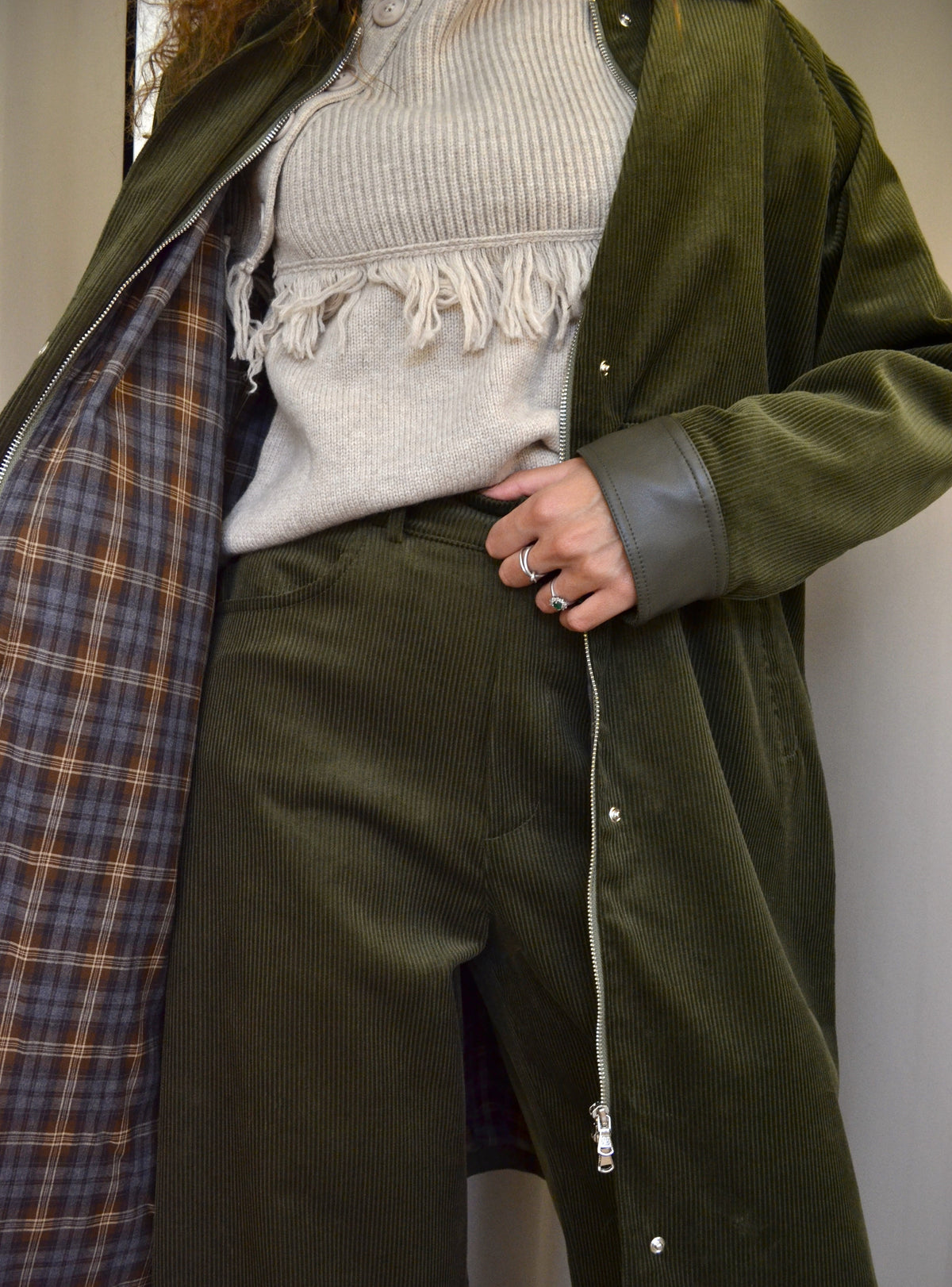 Cappotto Have One Velluto a Coste Verde