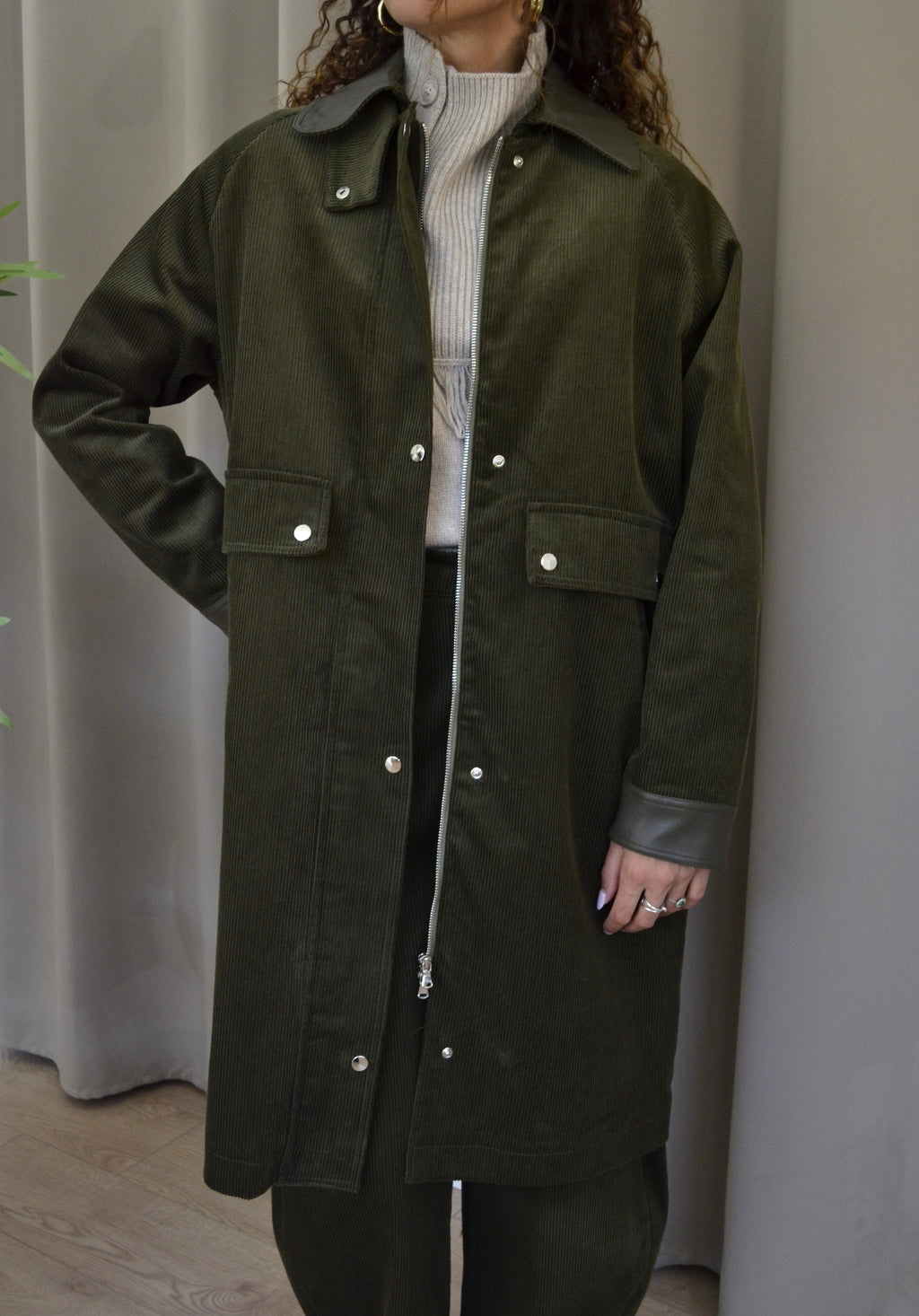 Cappotto Have One Velluto a Coste Verde
