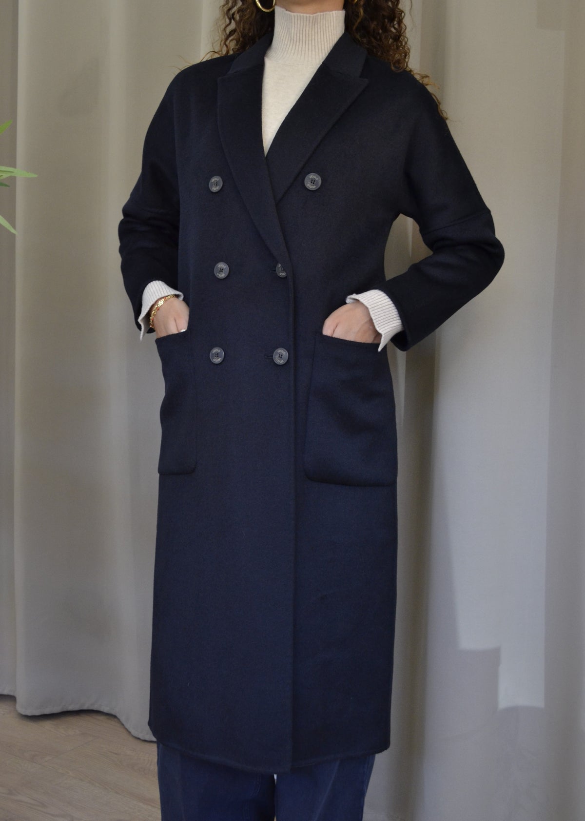Cappotto Vicolo Doppiopetto Blu Scuro