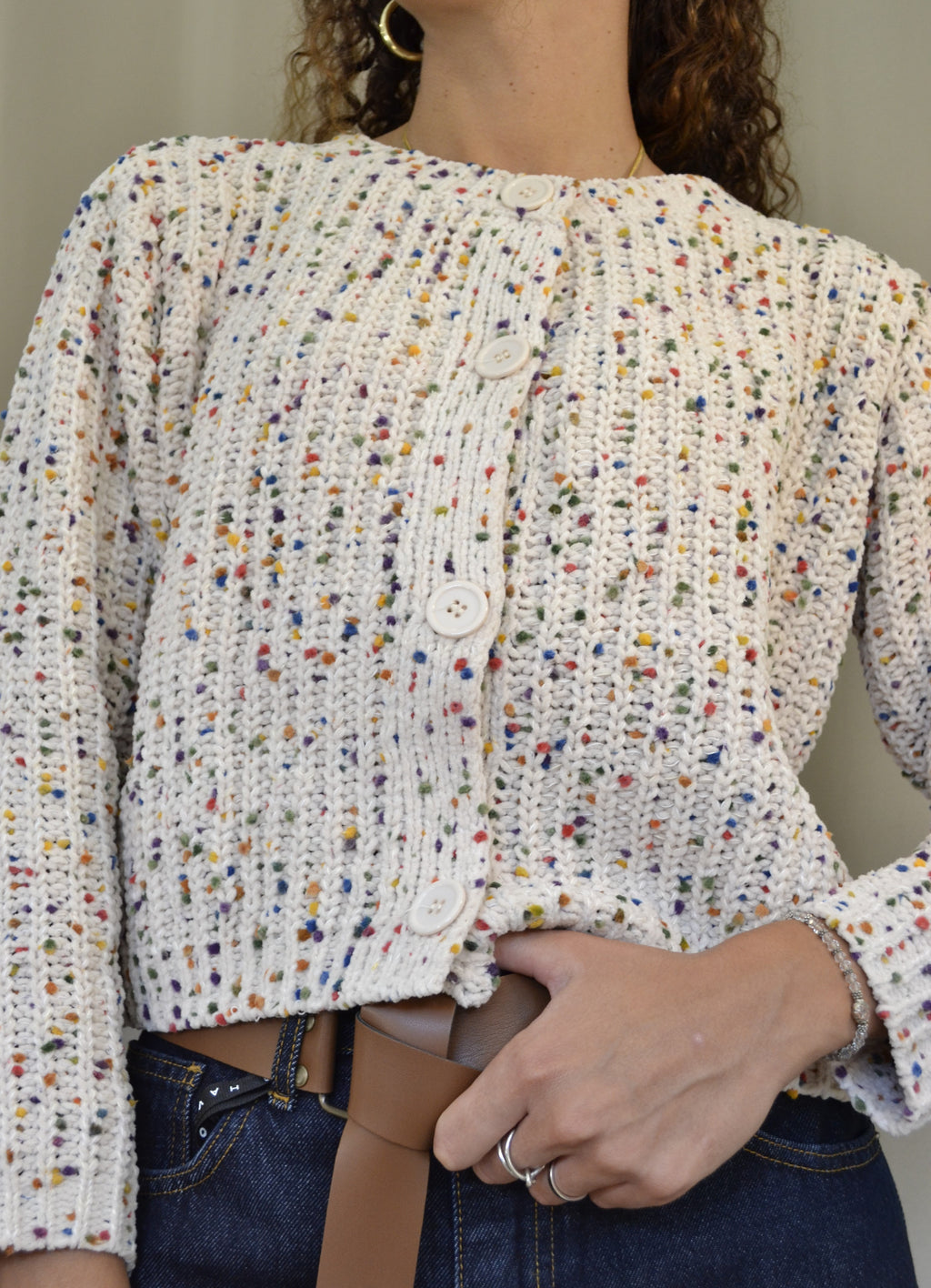 Cardigan Goa Goa Crochet Bianco Multicolor