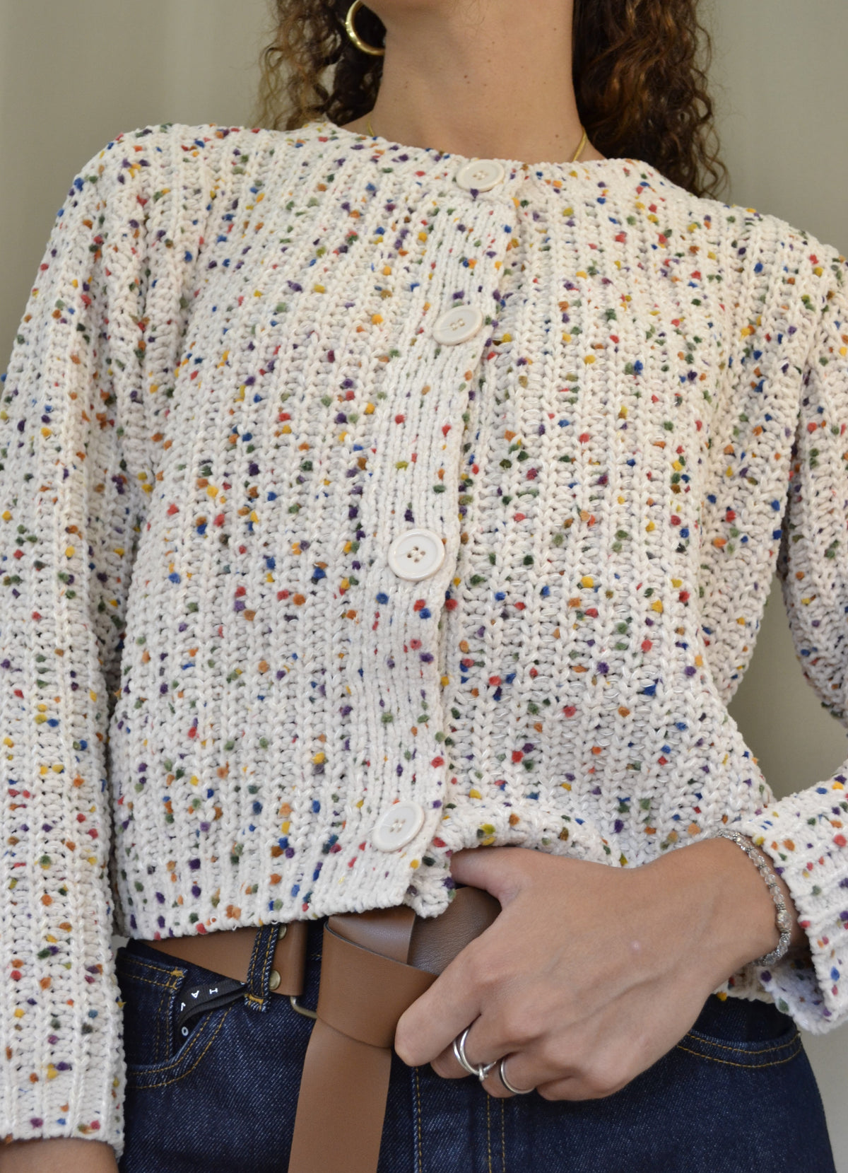 Cardigan Goa Goa Crochet Bianco Multicolor