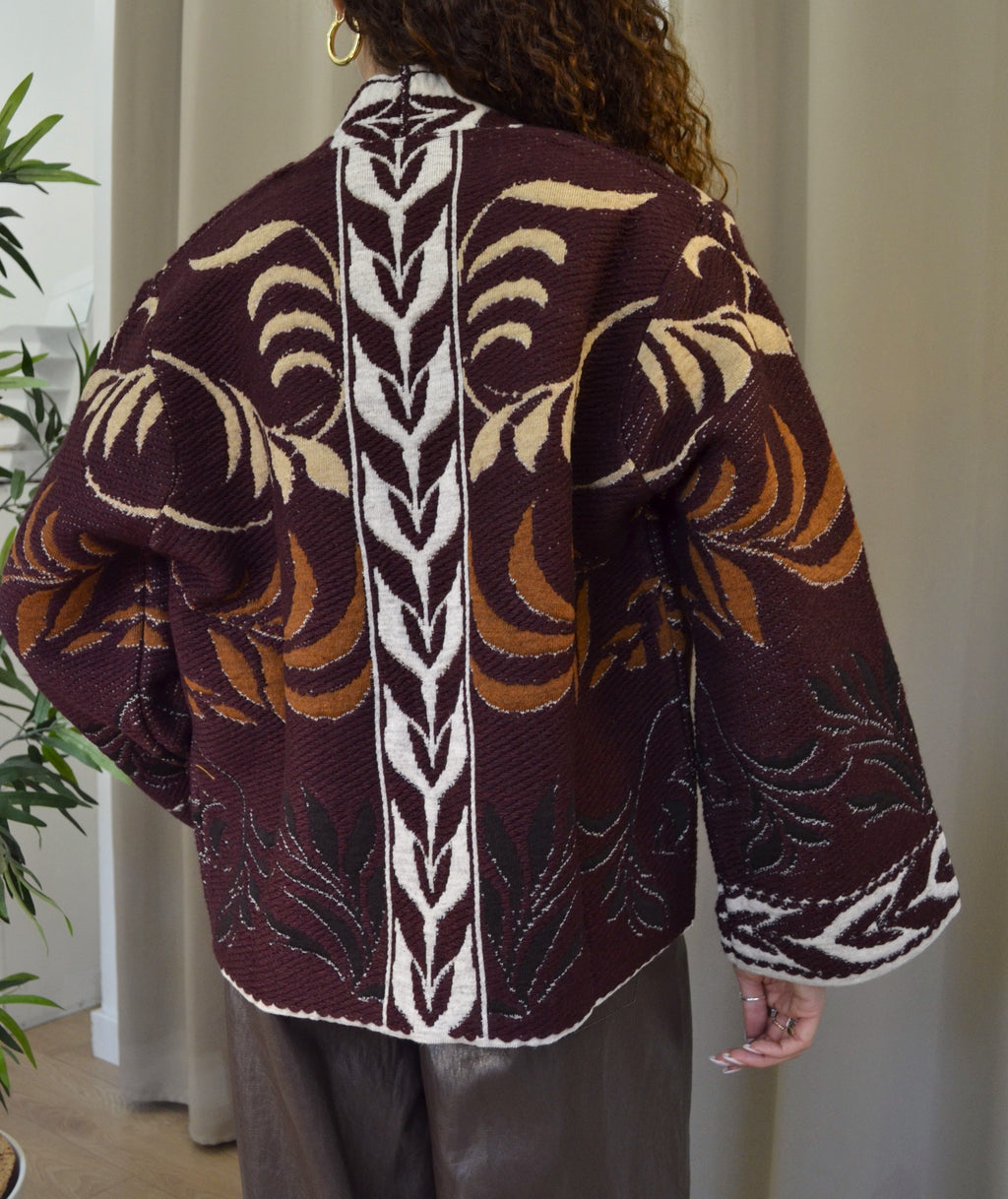 Giacca Vicolo Jacquard Fantasia Floreale Bordeaux