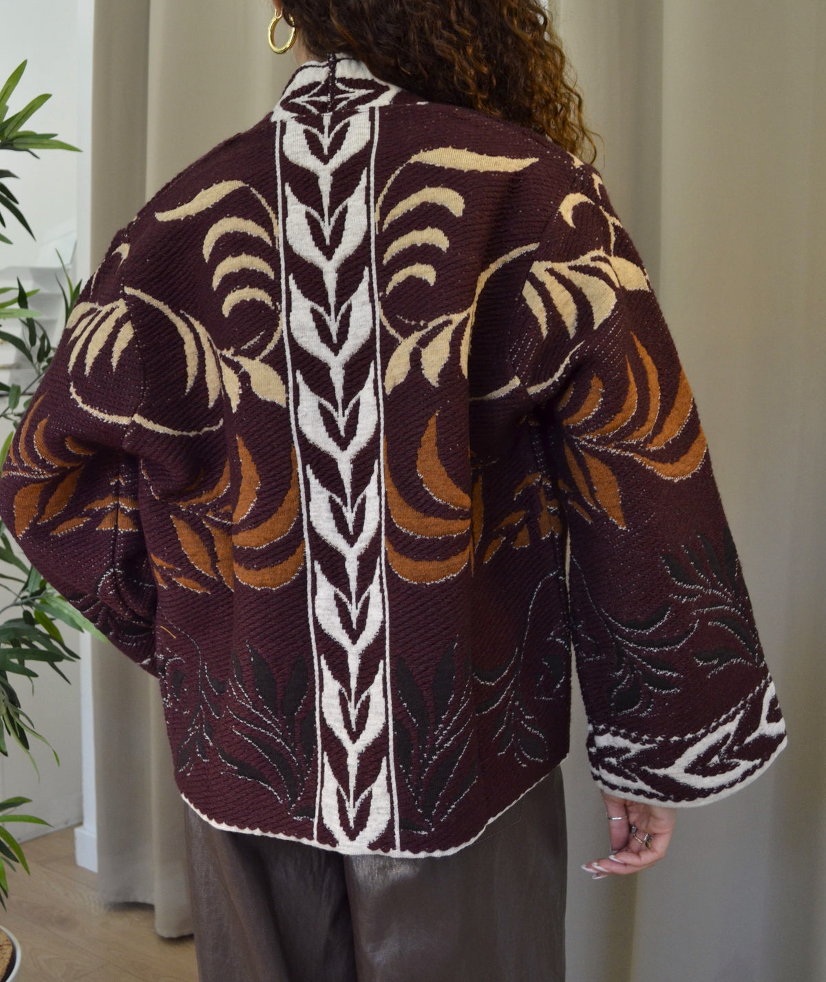 Giacca Vicolo Jacquard Fantasia Floreale Bordeaux
