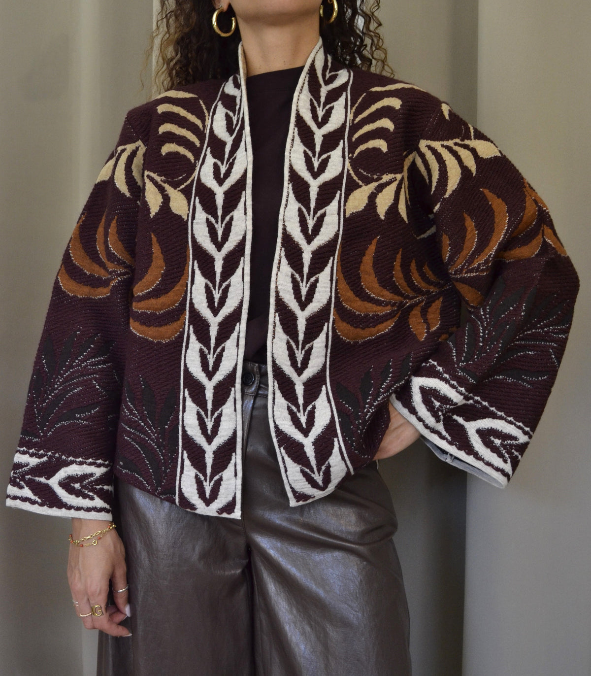 Giacca Vicolo Jacquard Fantasia Floreale Bordeaux
