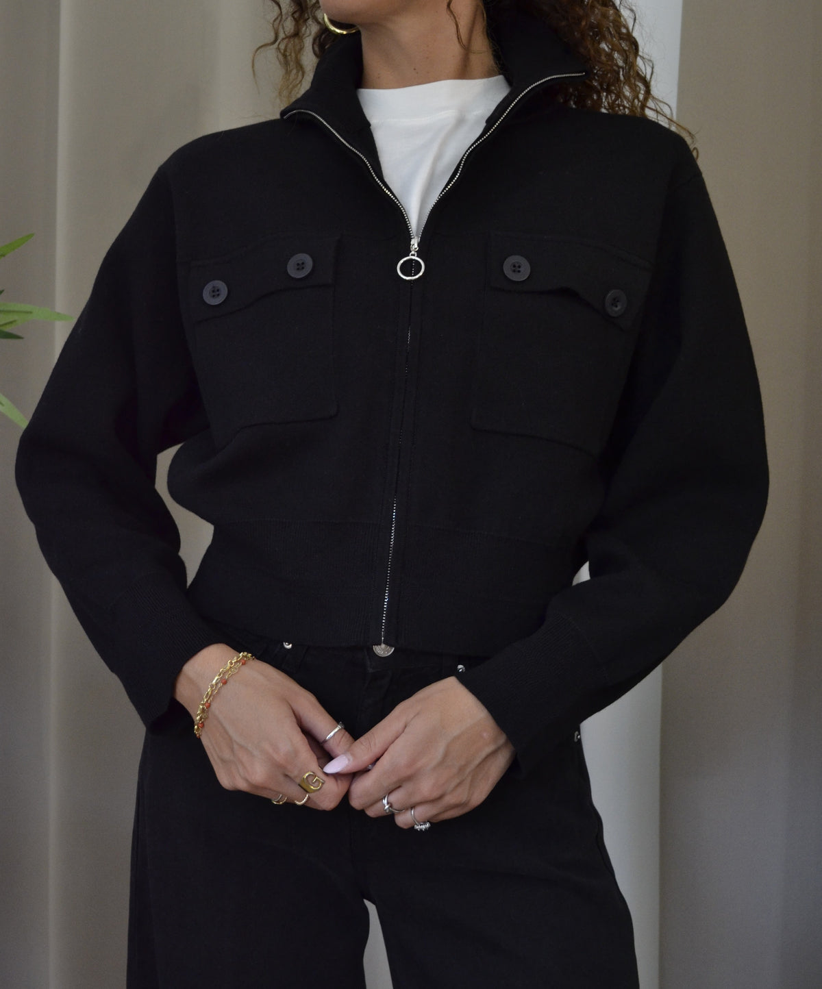 Giacchetto Goa Goa Nero con Zip e Tasche