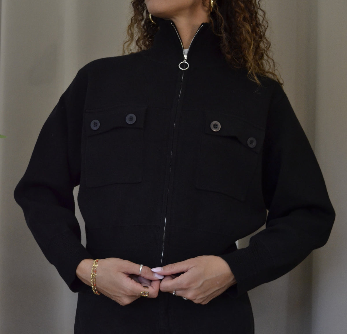 Giacchetto Goa Goa Nero con Zip e Tasche