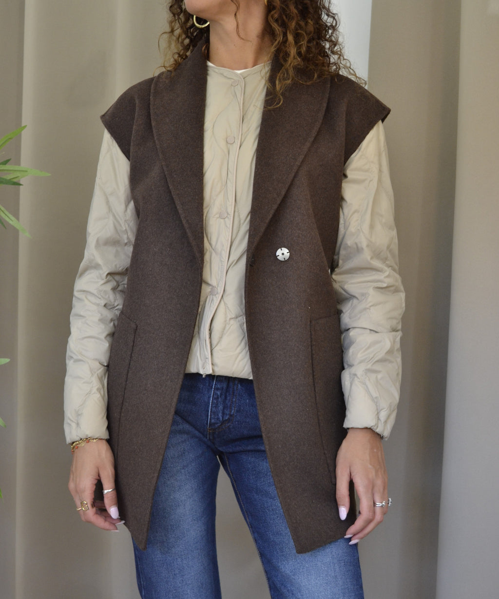 Gilet Goa Goa con Cintura Marrone