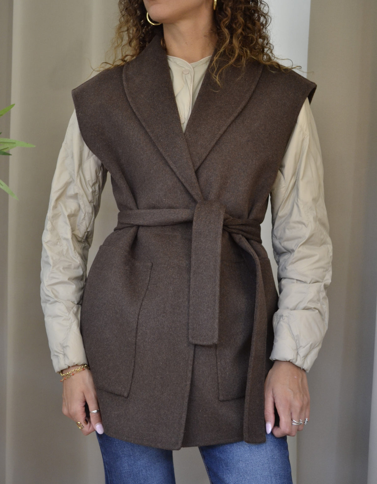 Gilet Goa Goa con Cintura Marrone
