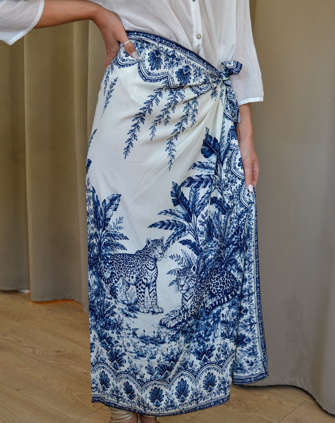 Gonna Tensione In Pareo Lunga Fantasia Toile de Jouy