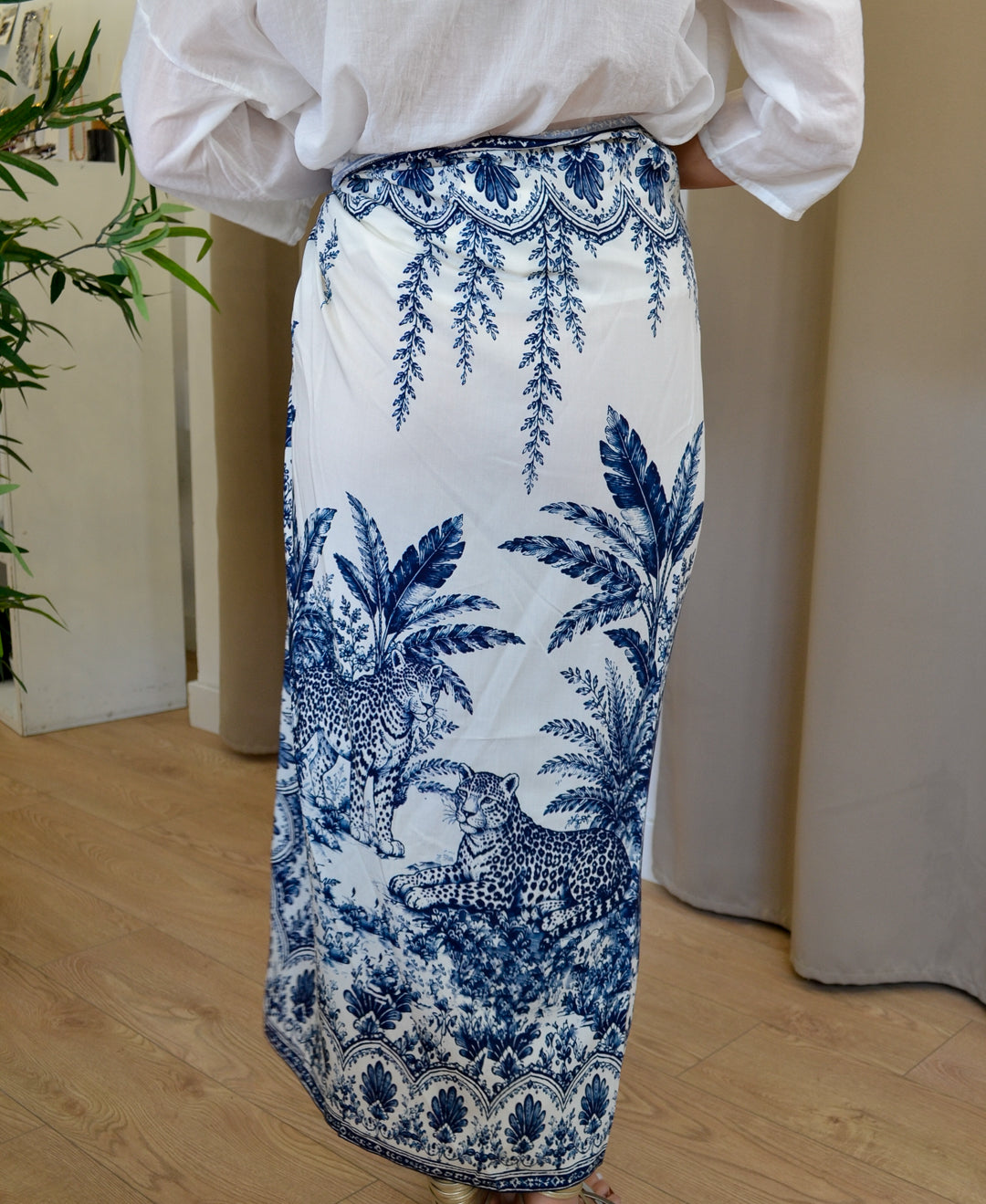 Gonna Tensione In Pareo Lunga Fantasia Toile de Jouy