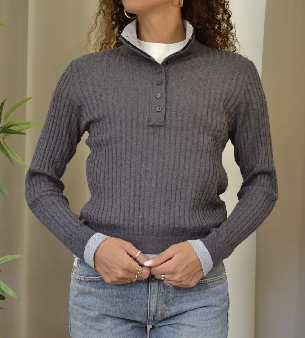 Maglia Goa Goa a Coste Bicolore Grigio