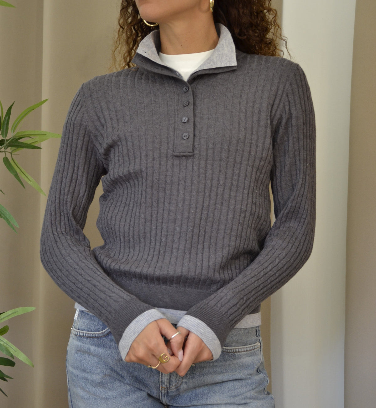 Maglia Goa Goa a Coste Bicolore Grigio