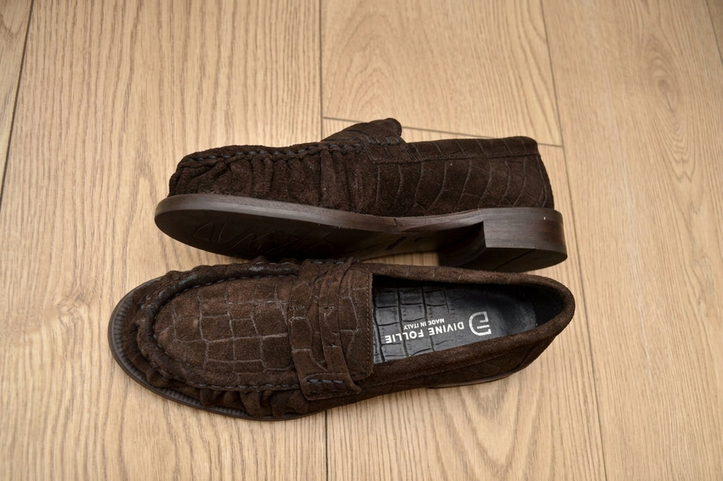 Mocassino Divine Follie Suede Stampa Cocco Testa di Moro