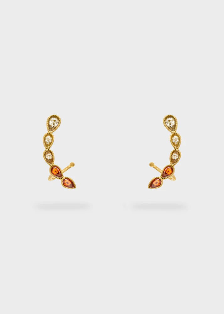 Earcuff dorato con pietra incastonata, varianti viola e arancio — gioiello Nalì — Margé Pomezia