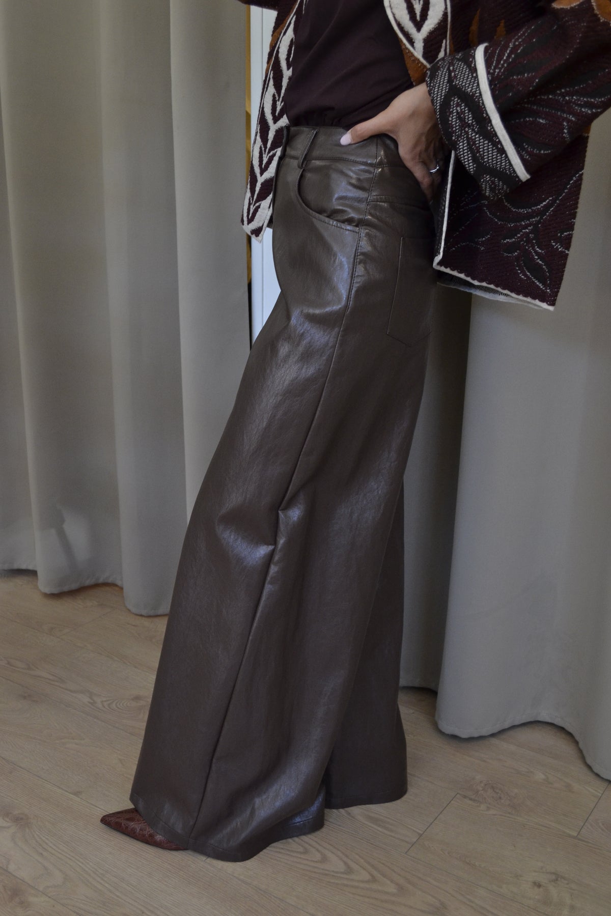 Pantalone Have One Similpelle Wide Leg