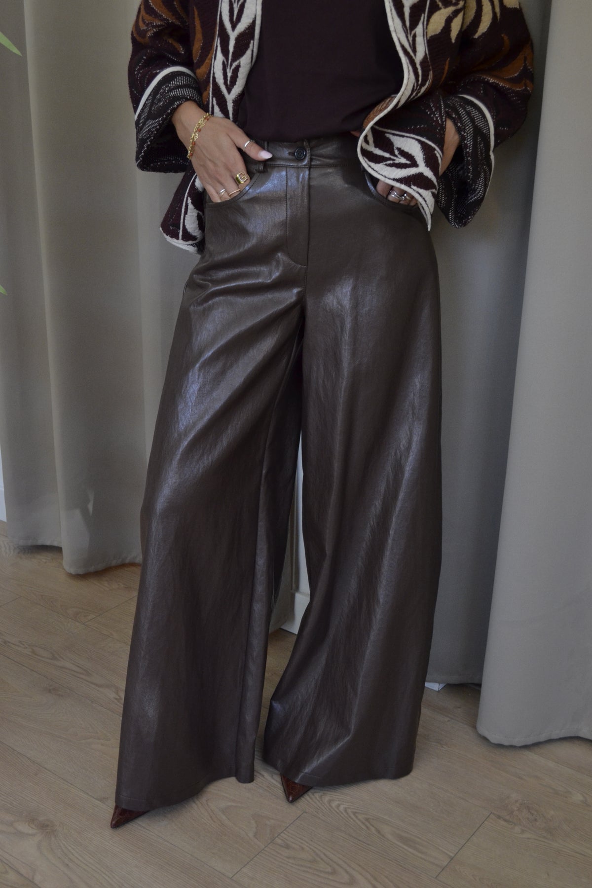 Pantalone Have One Similpelle Wide Leg
