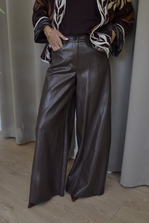 Pantalone Have One Similpelle Wide Leg