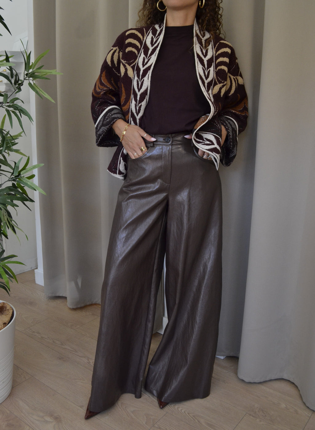 Pantalone Have One Similpelle Wide Leg