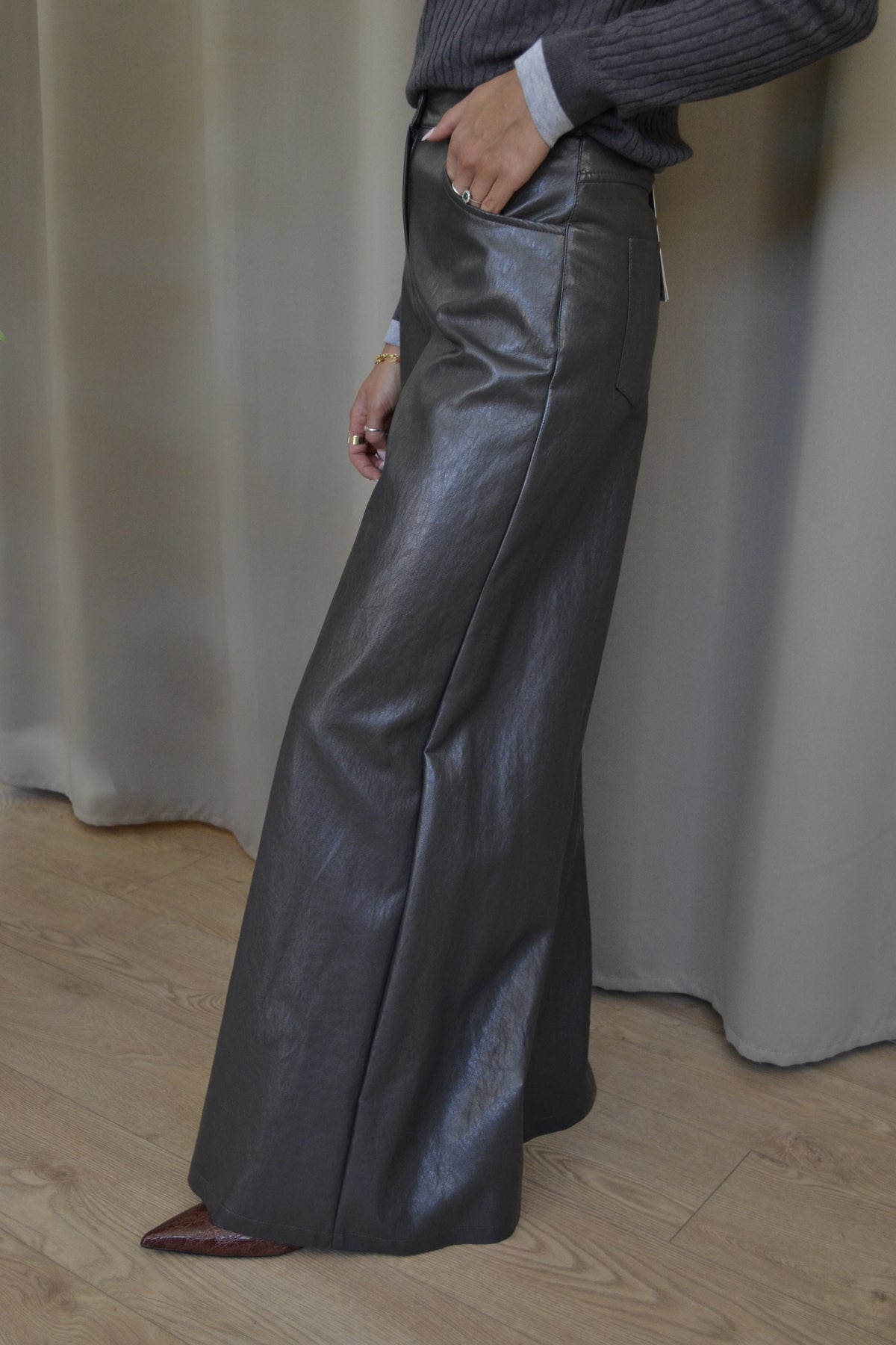 Pantalone Have One Similpelle Wide Leg