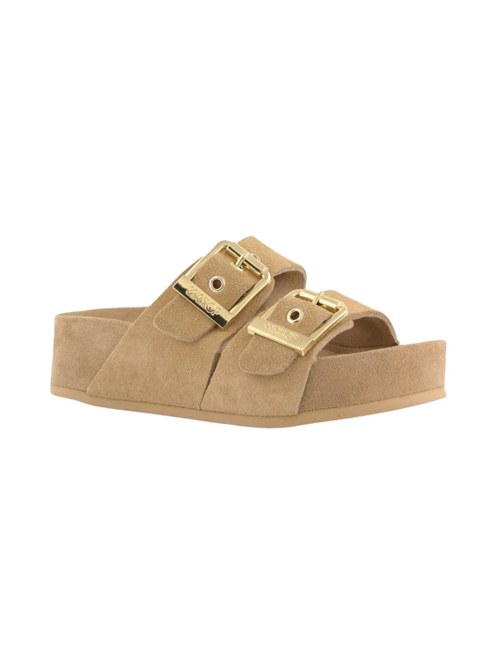 Sandalo Colors of California Camoscio Cammello Fibbia Oro