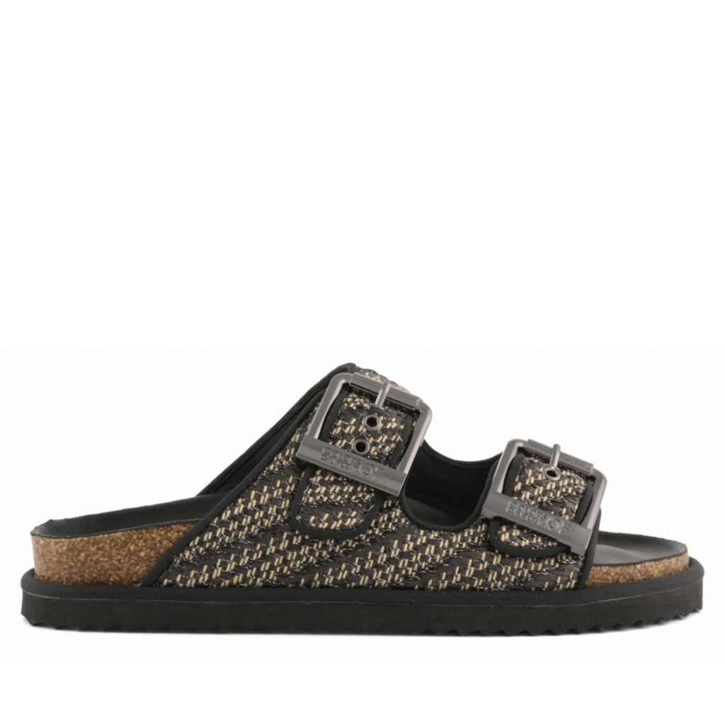 Sandalo Colors of California tweed nero oro fibbia argento
platform, Margé Pomezia