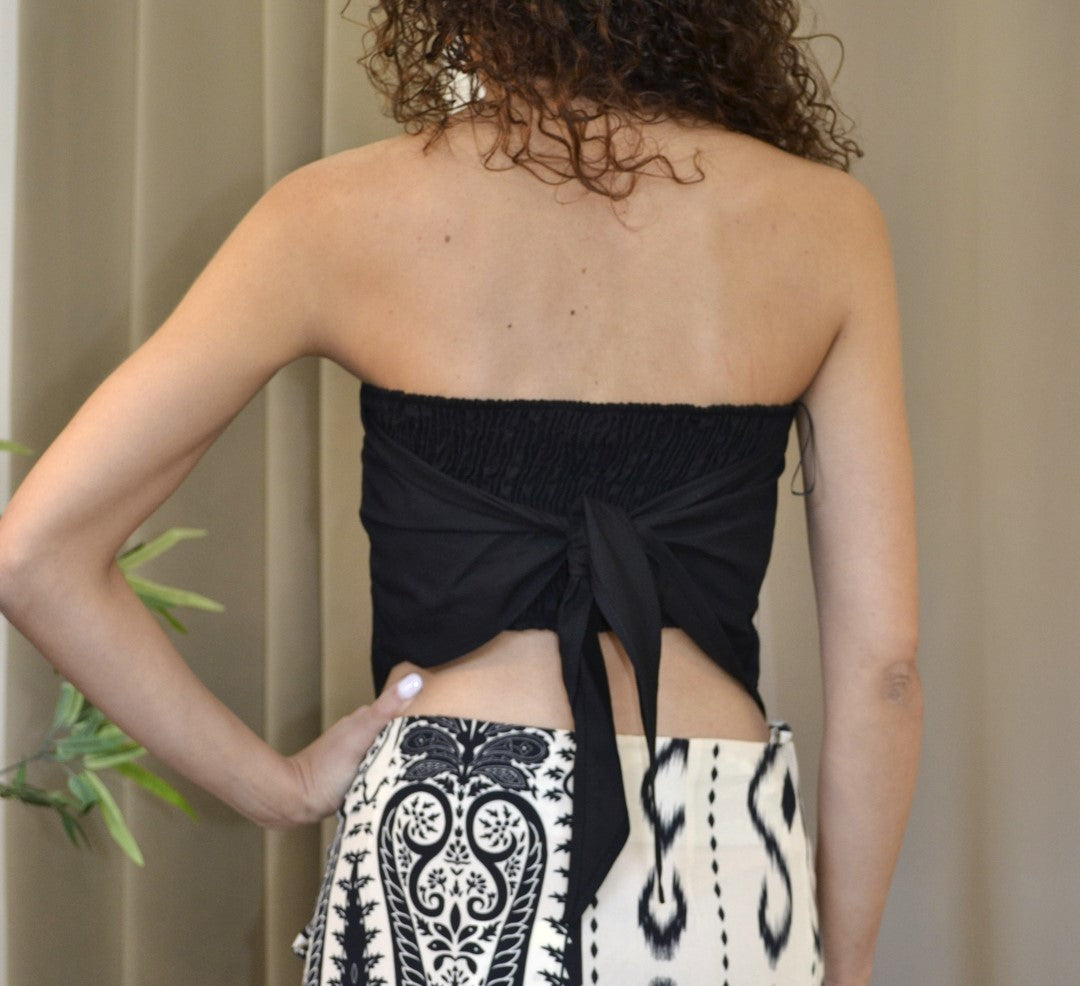 Top fascia Have One nero fazzoletto punto smock, vista
frontale, Margé Pomezia