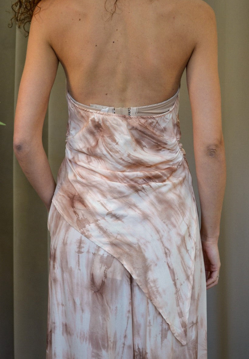 Top Have One tie-dye marrone bianco allacciatura collo,
vista posteriore, Margé Pomezia